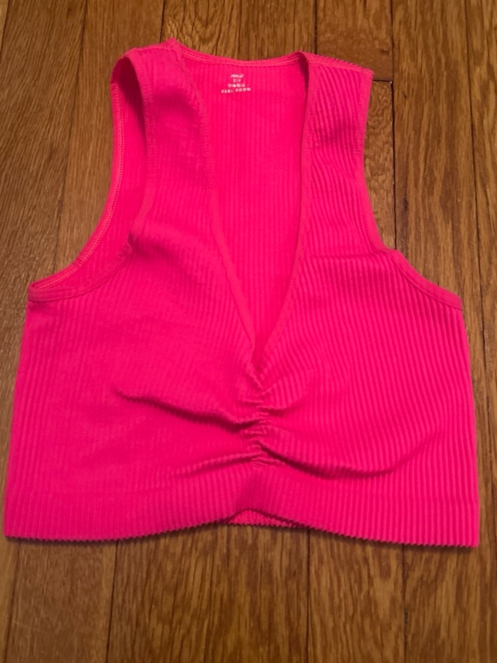 pink aerie crop top with scrunched front